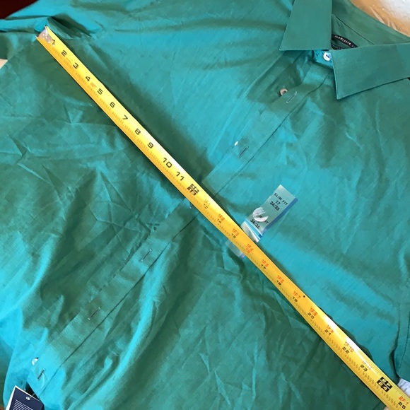 NEW VanHeusen Studio Slim Fit Wrinkle Free Stretch 17 34/35 NWT Pine Green $45 - Picture 9 of 9